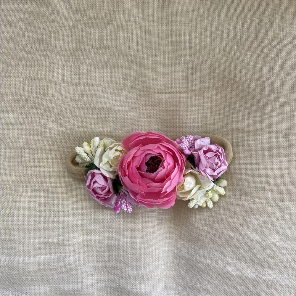 Chic Floral Hair Clip with Pink and White Blooms - Picture 4 of 4